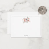 Correspondance Carte de note de monogramme floral rose pâle éléga (Devant/Arrière en situation)