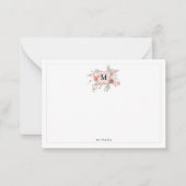 Correspondance Carte de note de monogramme floral rose pâle éléga (Devant)