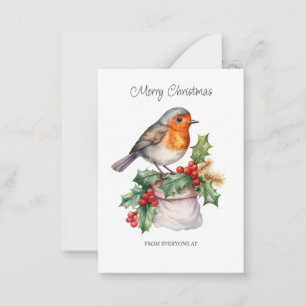 Correspondance Carte de note de Noël Holly Red Robin