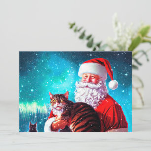 Correspondance Carte de note de Noël Père Noël et Cat Flat