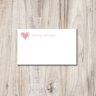 Correspondance Carte de note de nom chic cœur décoratif Rose Blus