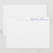 Correspondance Carte de note de nom de Lavender Script Moderne (Devant / Derrière)