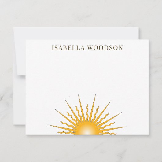 Correspondance Carte de note de nom Sun Rays (Devant)