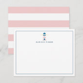 Correspondance Carte de note de papeterie rose phare (Devant / Derrière)