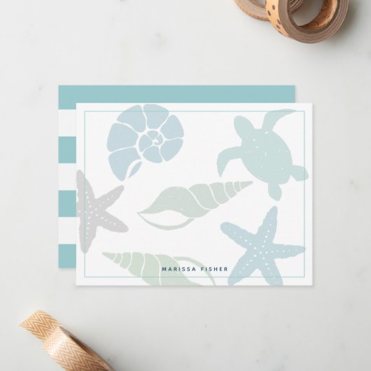 Correspondance Carte de note de papeterie rose phare (Devant/Arrière en situation)