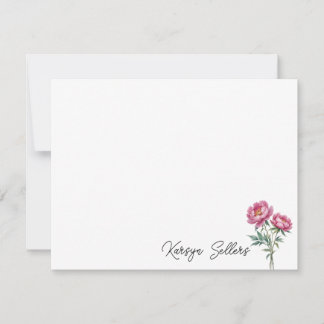 Correspondance Carte de note de pivoine personnalisée