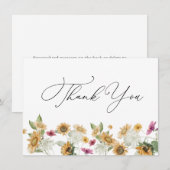 Correspondance Carte de note de remerciement de tournesol (Devant / Derrière)