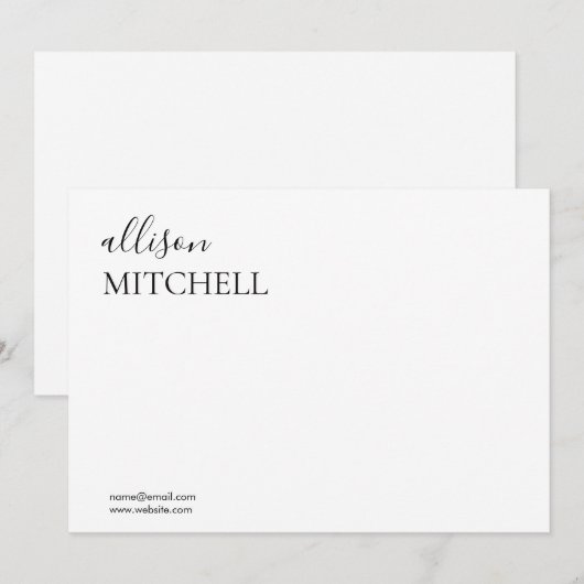 Correspondance Carte de note de script moderne chic (Devant / Derrière)