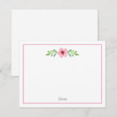Correspondance Carte de note de Swag florale Aquarelle rose (Devant / Derrière)