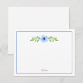 Correspondance Carte de note de swag florale d'aquarelle bleue (Devant / Derrière)