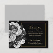 Correspondance Carte de note de Sympathie florale noire (Devant / Derrière)