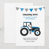 Correspondance Carte de note de Tracteur bleu Merci (Devant / Derrière)