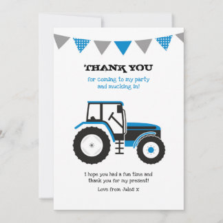 Correspondance Carte de note de Tracteur bleu Merci