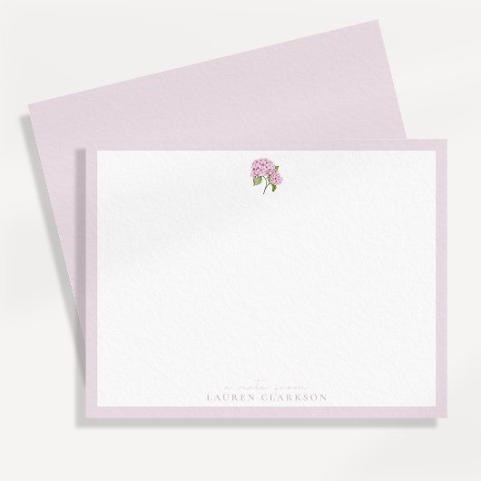 Correspondance Carte de note d'hortensia rose