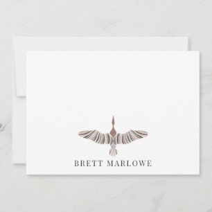 Correspondance Carte de note d'oiseau peinte à la brosse assez él
