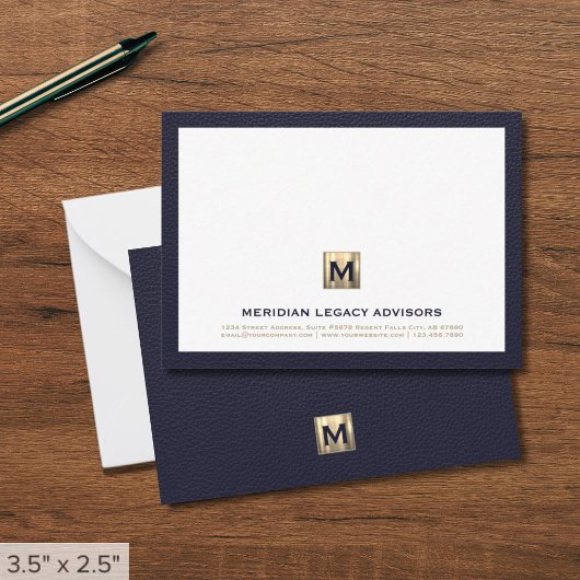 Correspondance Carte de note du cabinet d'or Luxe Navy