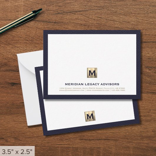 Correspondance Carte de note du cabinet d'or Luxe Navy