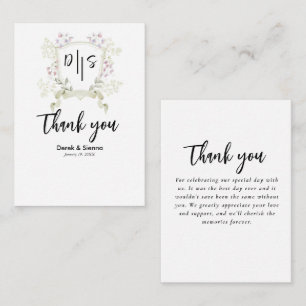 Correspondance Carte de note du Mariage Monogram Crest Fleur sauv