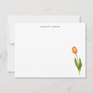Correspondance Carte de note élégante à l'aquarelle de tulipe ora