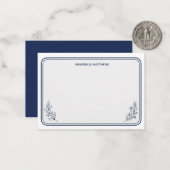 Correspondance Carte de note élégante Navy (Devant/Arrière en situation)