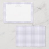 Correspondance Carte de note fille au gingham lavande et blanc (Devant / Derrière)