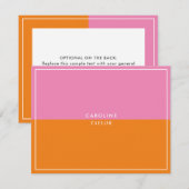 Correspondance Carte de note fille couleur orange rose (Devant / Derrière)