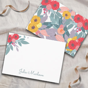 Correspondance Carte de note flatée de Boho peint en blanc
