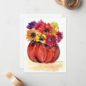 Correspondance Carte de note Fleurs de citrouille vierge à l'inté (Devant/Arrière en situation)