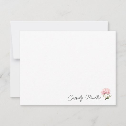 Correspondance Carte de note florale de pivoine (Devant)