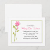 Correspondance Carte de note funéraire Rose Rose Flat Bereavement (Devant / Derrière)