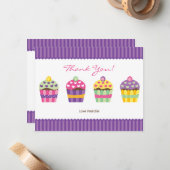 Correspondance Carte de note "Heart" Cupcakes (Devant/Arrière en situation)