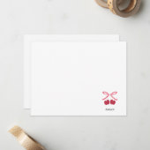 Correspondance Carte de note | Illustration mignonne au nœud ceri (Devant/Arrière en situation)