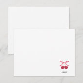 Correspondance Carte de note | Illustration mignonne au nœud ceri (Devant / Derrière)
