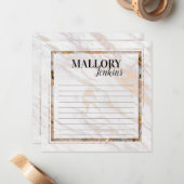 Correspondance Carte de note Iridescente en marbre rose (Devant/Arrière en situation)