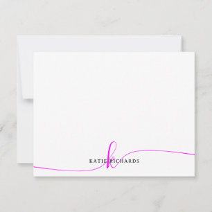 Correspondance Carte de note Magenta rose minimaliste personnalis