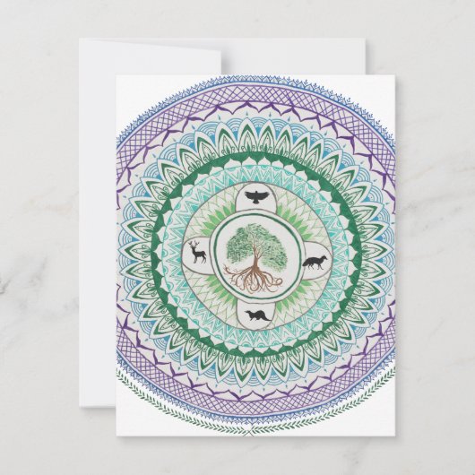Correspondance Carte de note Mandala Willow Green (Devant)