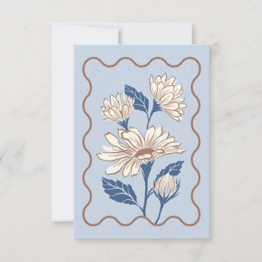 Correspondance Carte de note Marguerite Bleu Clair avec Bordure O (Devant)