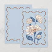 Correspondance Carte de note Marguerite Bleu Clair avec Bordure O (Devant / Derrière)