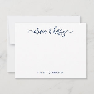 Correspondance Carte de note Mariage blanc Monogram Navy