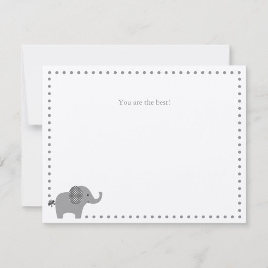 Correspondance Carte de note Merci à l'éléphant mignon (Devant)