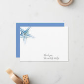 Correspondance Carte de note Merci en étoile bleue (Devant/Arrière en situation)