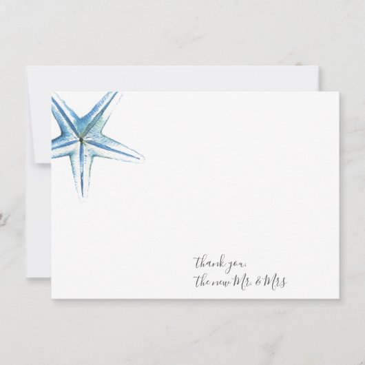 Correspondance Carte de note Merci en étoile bleue (Devant)
