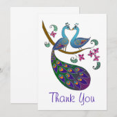 Correspondance Carte de note Merci Peacock (Kantha /white) (Devant / Derrière)