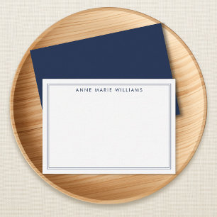 Correspondance Carte de note minimaliste bleu marine à double bor