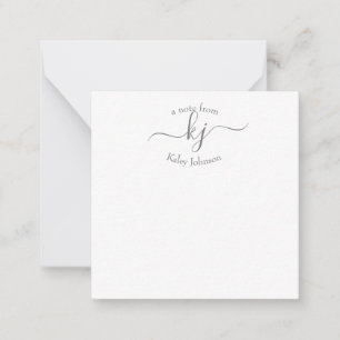 Correspondance Carte de note minimaliste Gris Blanc 2 Monogrammes
