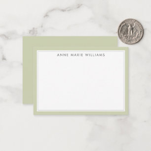 Correspondance Carte de note minimaliste vert sauge à deux bordur