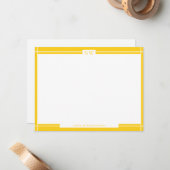 Correspondance Carte de note Monogramme de bordure jaune or (Devant/Arrière en situation)