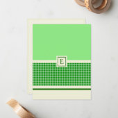 Correspondance Carte de note Monogramme de chèque vert (Devant/Arrière en situation)