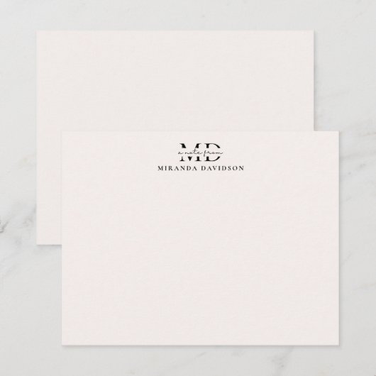 Correspondance Carte de note Monogramme minimale (Devant / Derrière)