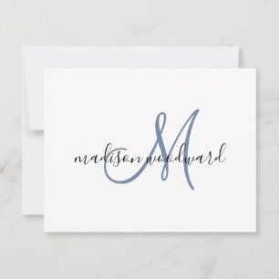 Correspondance Carte de note Monogramme Noir bleu moderne